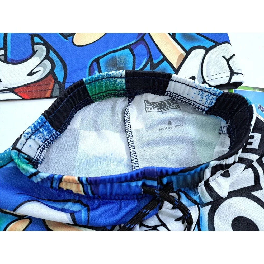 SEGA Sonic the Hedgehog 2 Piece Tank Shirt Shorts Set Size 4 Blue Black Green